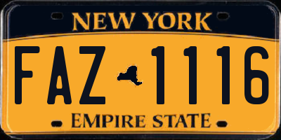 NY license plate FAZ1116