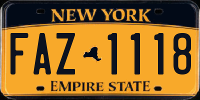 NY license plate FAZ1118