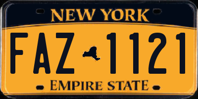 NY license plate FAZ1121
