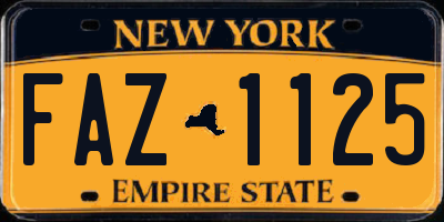 NY license plate FAZ1125