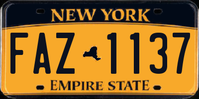 NY license plate FAZ1137