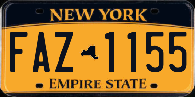NY license plate FAZ1155