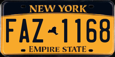 NY license plate FAZ1168
