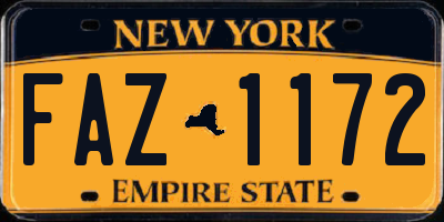 NY license plate FAZ1172