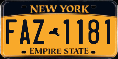 NY license plate FAZ1181