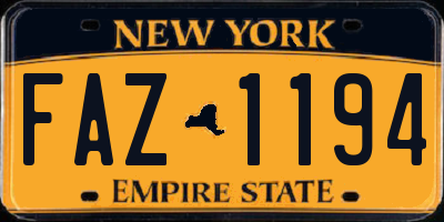 NY license plate FAZ1194