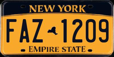 NY license plate FAZ1209