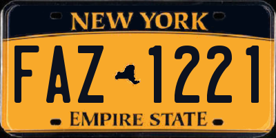 NY license plate FAZ1221