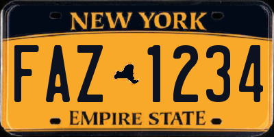 NY license plate FAZ1234