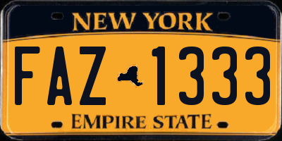 NY license plate FAZ1333