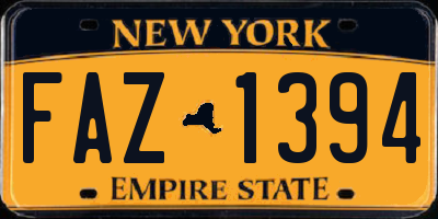 NY license plate FAZ1394