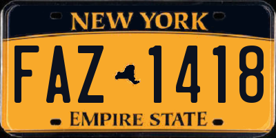 NY license plate FAZ1418