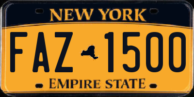 NY license plate FAZ1500