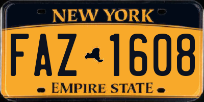 NY license plate FAZ1608