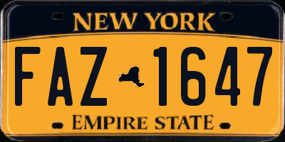 NY license plate FAZ1647