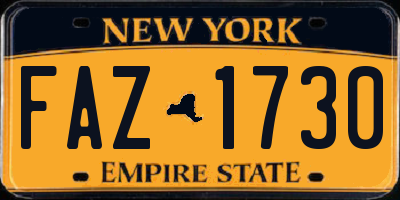 NY license plate FAZ1730