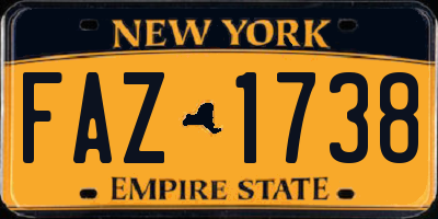 NY license plate FAZ1738