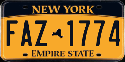 NY license plate FAZ1774