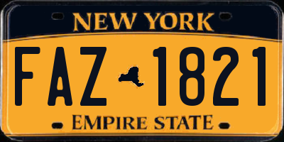 NY license plate FAZ1821