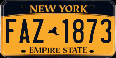 NY license plate FAZ1873