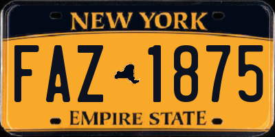 NY license plate FAZ1875