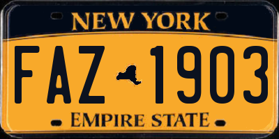 NY license plate FAZ1903