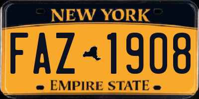 NY license plate FAZ1908