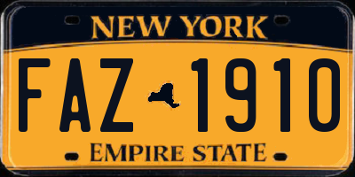 NY license plate FAZ1910