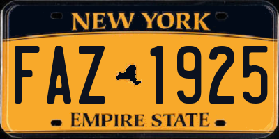 NY license plate FAZ1925