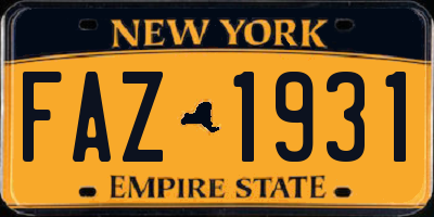 NY license plate FAZ1931