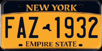 NY license plate FAZ1932