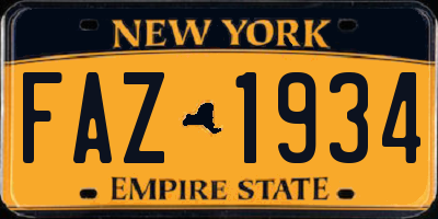NY license plate FAZ1934