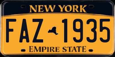 NY license plate FAZ1935