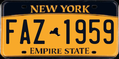 NY license plate FAZ1959