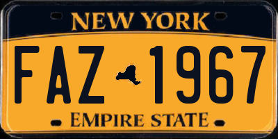 NY license plate FAZ1967