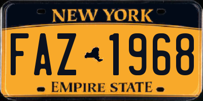 NY license plate FAZ1968