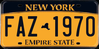NY license plate FAZ1970