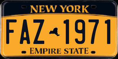 NY license plate FAZ1971