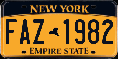 NY license plate FAZ1982