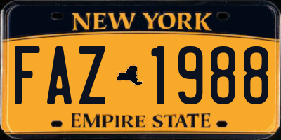NY license plate FAZ1988