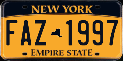 NY license plate FAZ1997