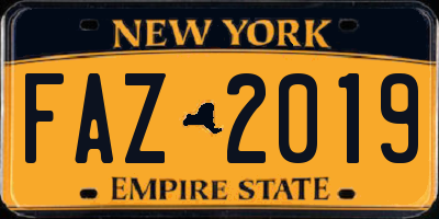 NY license plate FAZ2019