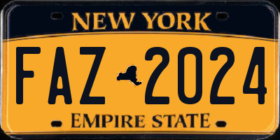 NY license plate FAZ2024