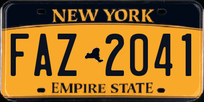 NY license plate FAZ2041