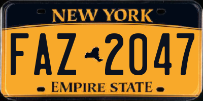 NY license plate FAZ2047