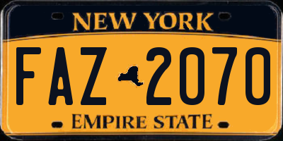 NY license plate FAZ2070