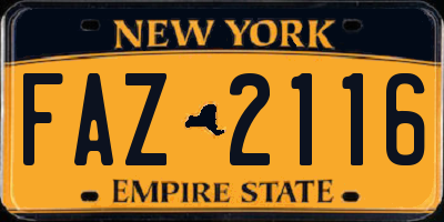 NY license plate FAZ2116