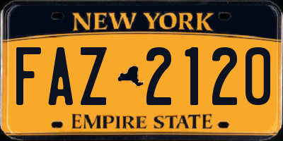 NY license plate FAZ2120