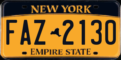 NY license plate FAZ2130