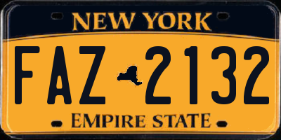 NY license plate FAZ2132